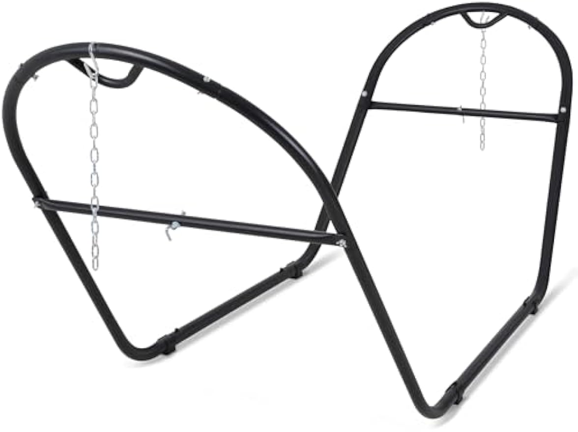 SUNCREAT Universal Steel Outdoor Hammock Stand Only, Heavy Duty, Weather-Resistant Hammock Stand for Outside, Fits 9.5 to 14 Feet Long Hammock, 475-Pound Capacity, Patent Pending, Black