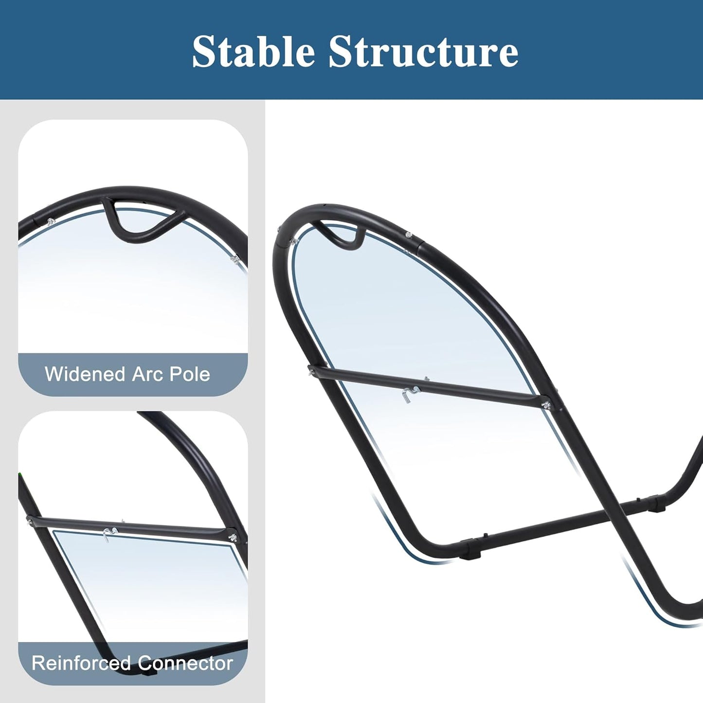 SUNCREAT Universal Steel Outdoor Hammock Stand Only, Heavy Duty, Weather-Resistant Hammock Stand for Outside, Fits 9.5 to 14 Feet Long Hammock, 475-Pound Capacity, Patent Pending, Black