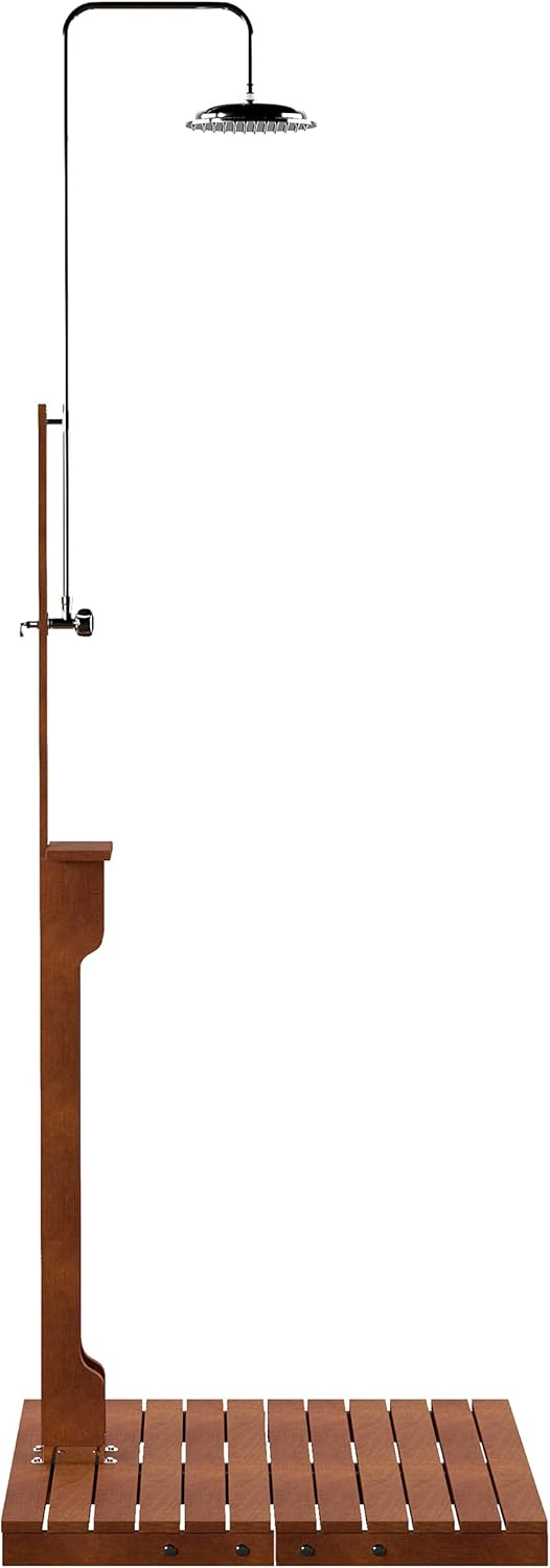 SEI Furniture Rain-Style Outdoor Shower, Oiled Eucalyptus - Natural
