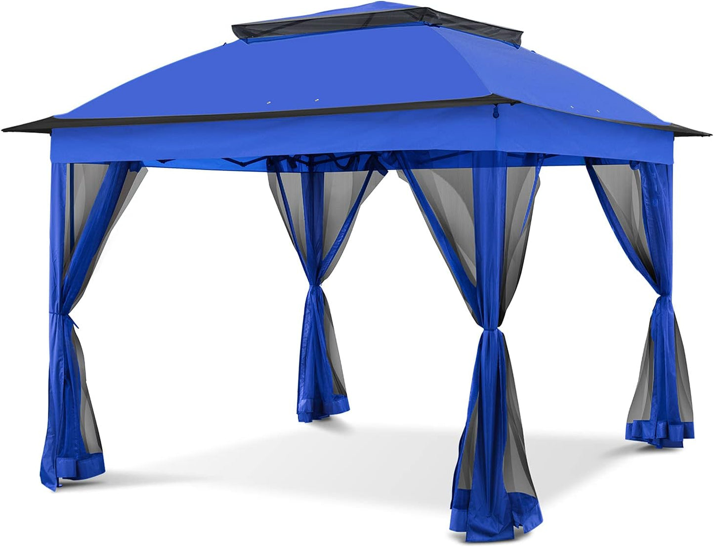 COOS BAY 11x11 Pop Up Instant Gazebo Tent with Mosquito Netting Outdoor Canopy Shelter with 121 Square Feet of Shade (Beige)