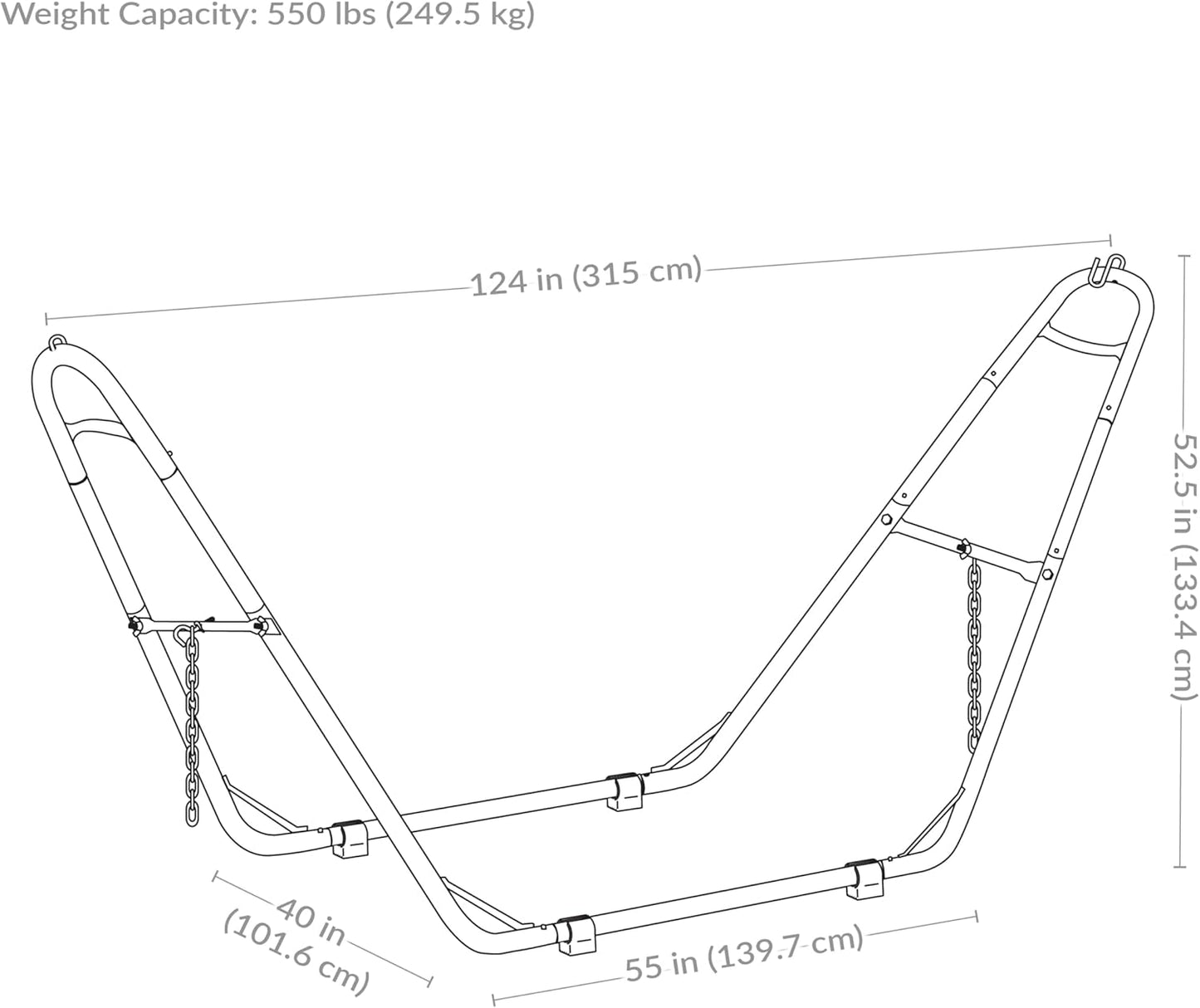Sunnydaze Universal Double Hammock Stand Only - 550-Pound Capacity - Heavy-Duty Hammock Stand for Outside - Fits 9 to 14 Foot Hammocks - Black