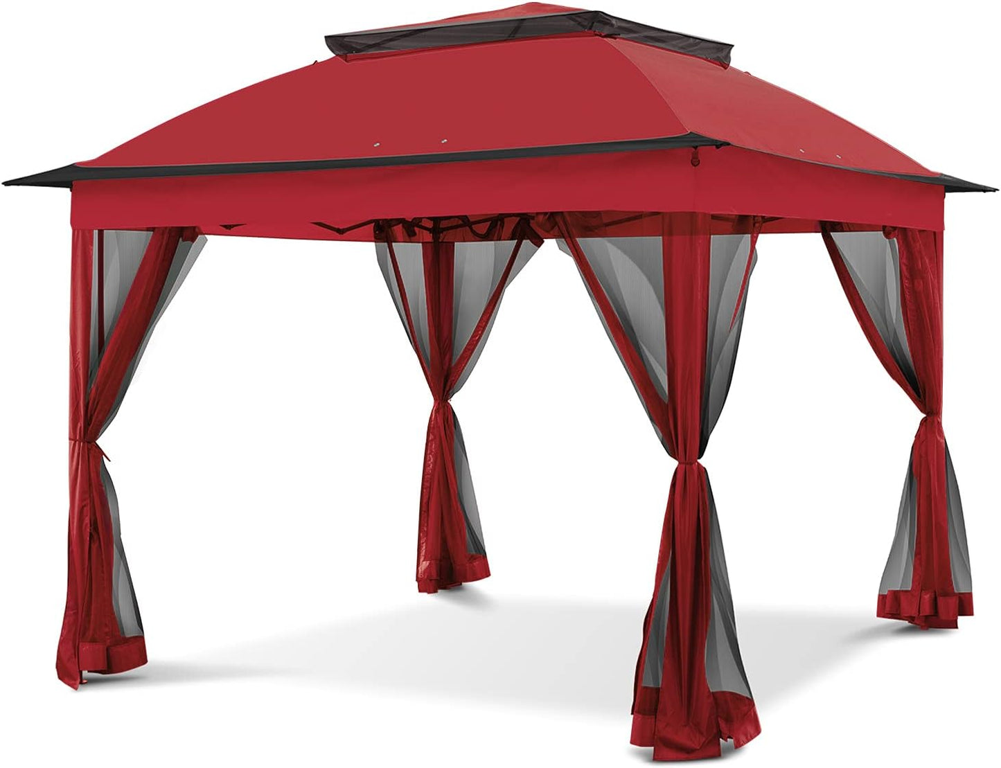 COOS BAY 11x11 Pop Up Instant Gazebo Tent with Mosquito Netting Outdoor Canopy Shelter with 121 Square Feet of Shade (Beige)