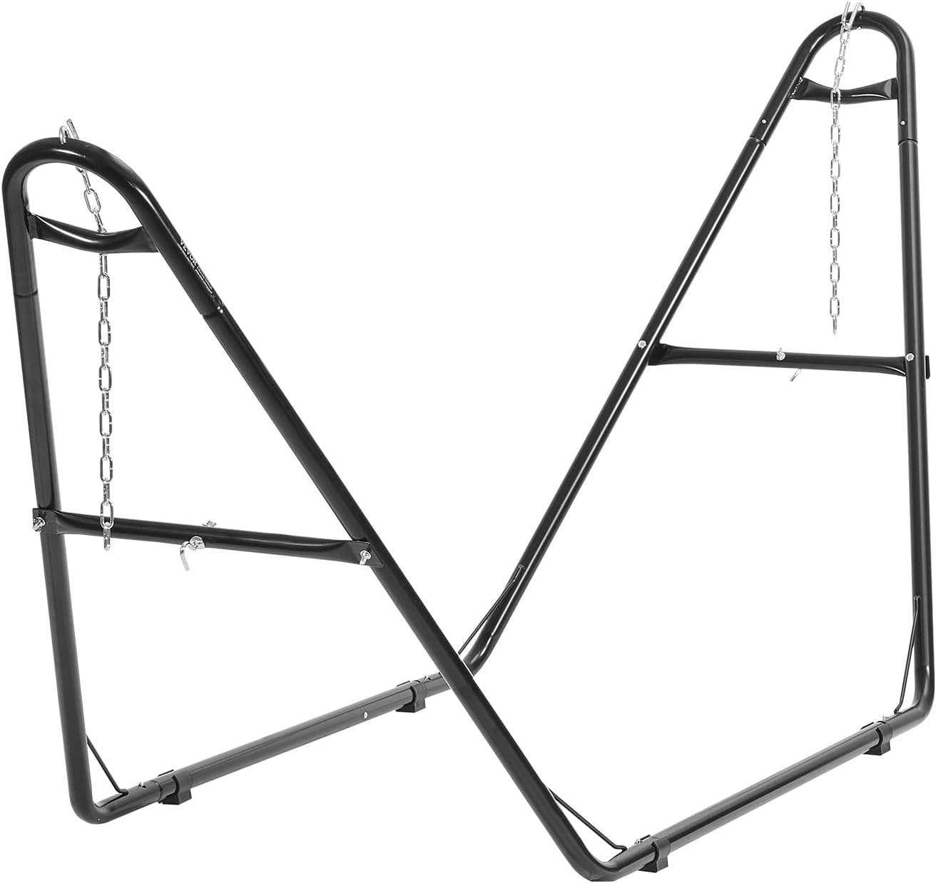 VEVOR Wooden Hammock Stand, 475 lbs Capacity Universal 2 Person Hammock Frame Fits 9-13 ft Hammocks, Larch Wood Arc Adjustable Stand for Hammock with Chain and Carabiner, for Outdoor and Indoor