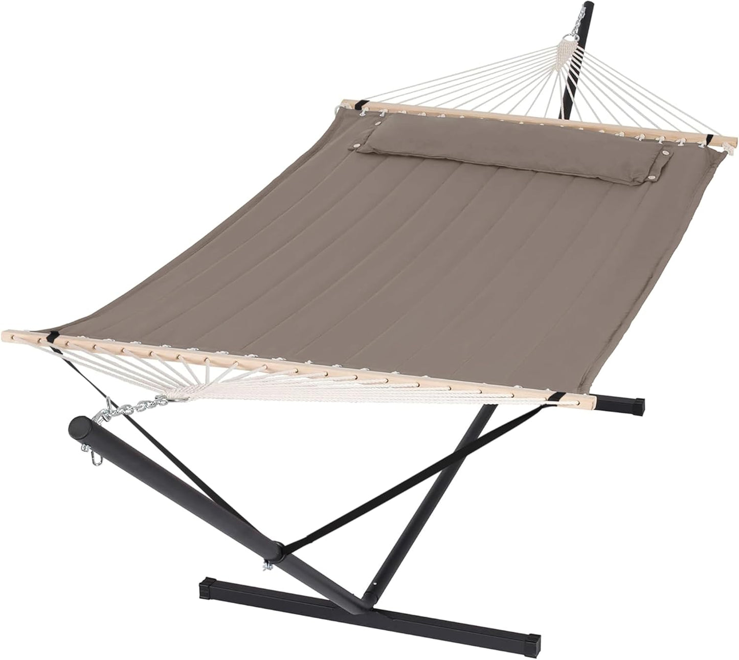 SUNCREAT 2 Person Hammock with Stand, Heavy Duty Portable Hammocks, 475 lbs Capacity, Dark Grey