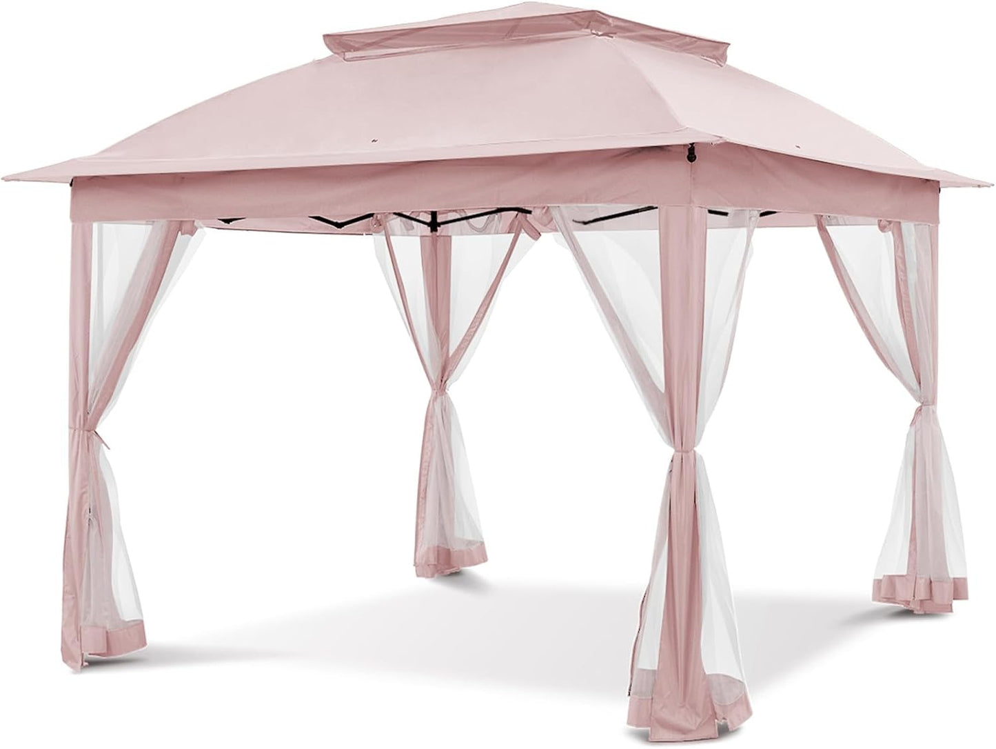 COOS BAY 11x11 Pop Up Instant Gazebo Tent with Mosquito Netting Outdoor Canopy Shelter with 121 Square Feet of Shade (Beige)