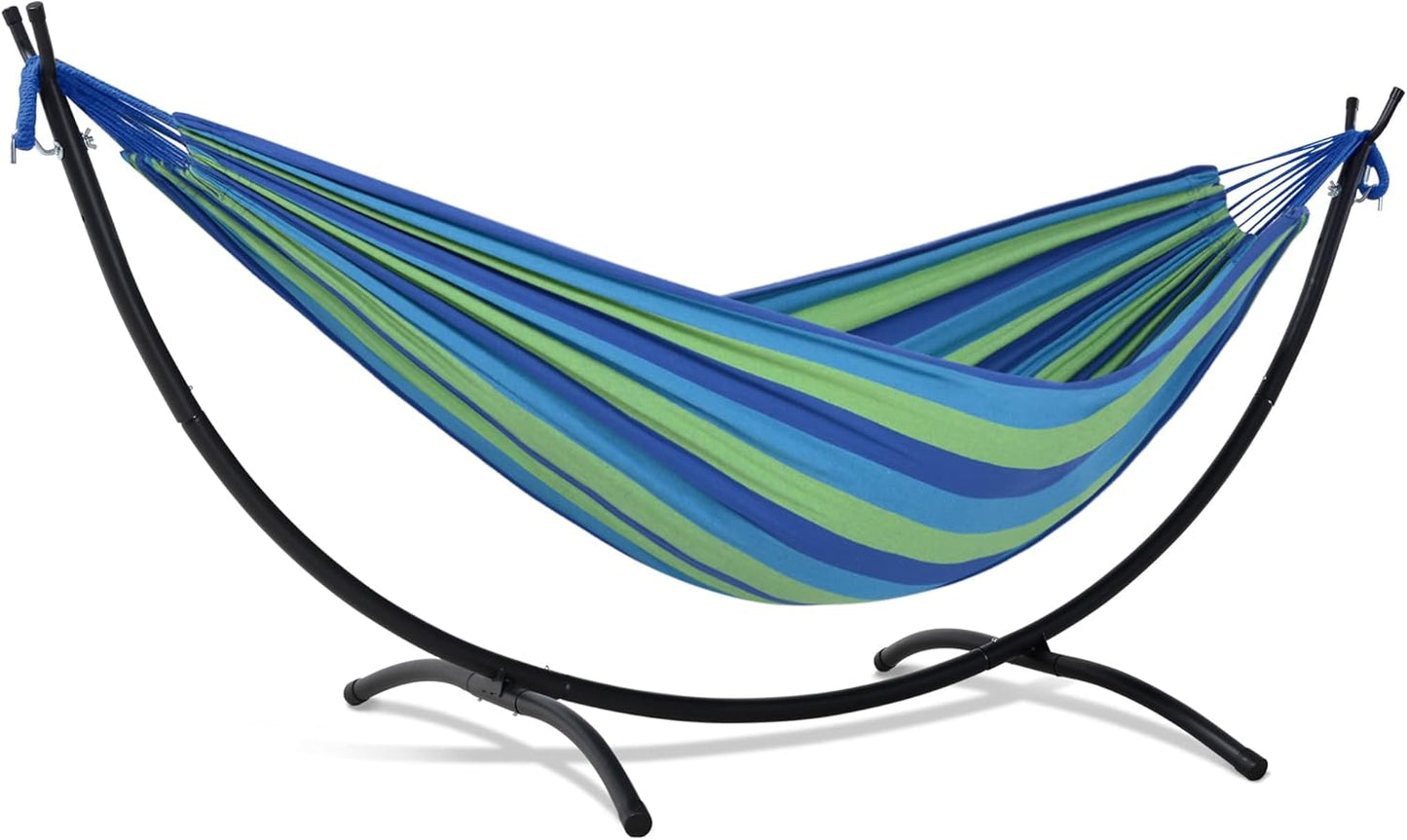 SUNCREAT Portable Outdoor Hammock with Stand Included, Double Hammock with Stand for Outside, Beige
