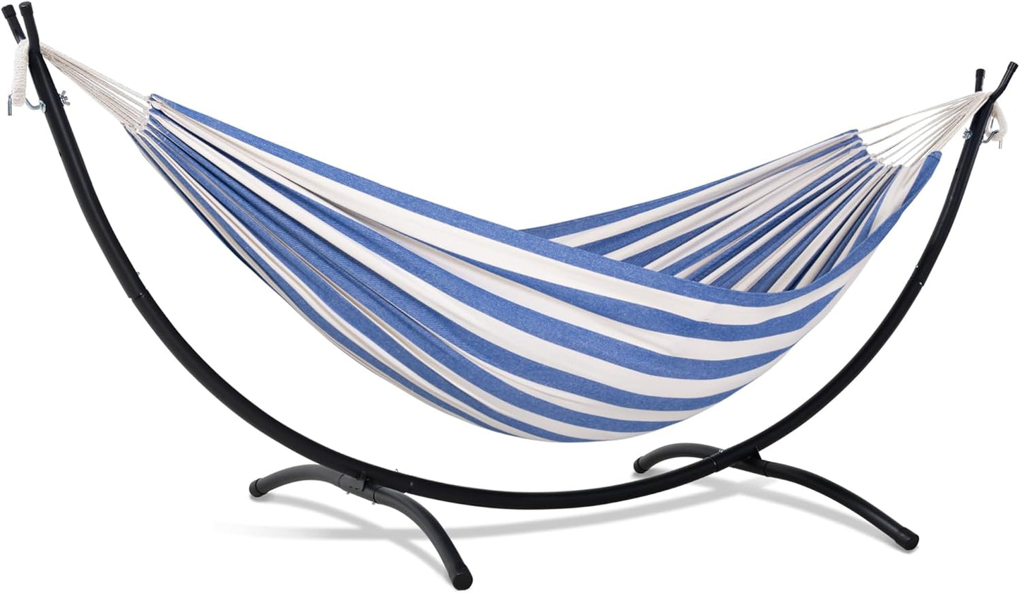 SUNCREAT Portable Outdoor Hammock with Stand Included, Double Hammock with Stand for Outside, Beige