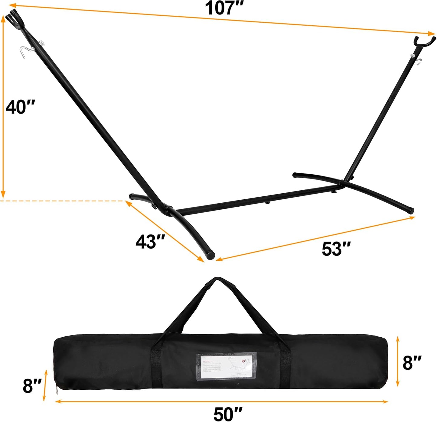 SUPER DEAL Portable 9FT Hammock Stand, Heavy Duty 2 Person 620 LBS Capacity Steel Hammock Frame with Portable Carrying Case, Adjustable 6 Optional Hook Positions, Weather Resistant Black