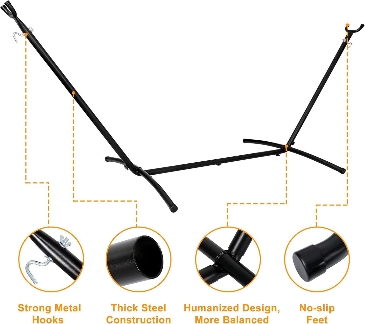 SUPER DEAL Portable 9FT Hammock Stand, Heavy Duty 2 Person 620 LBS Capacity Steel Hammock Frame with Portable Carrying Case, Adjustable 6 Optional Hook Positions, Weather Resistant Black