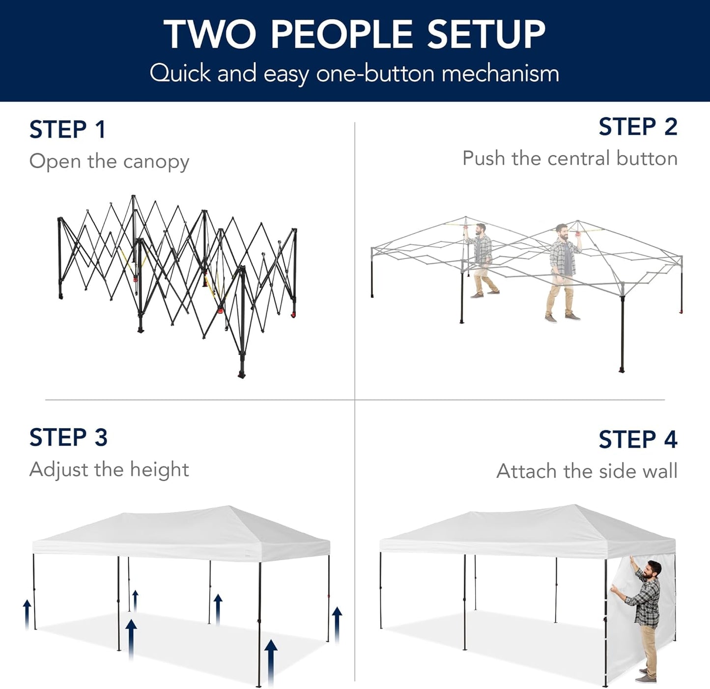 Best Choice Products 10x20 Party Tent, Heavy Duty Waterproof Large Outdoor Event Easy Pop Up Canopy Shelter w/Sidewalls, 1-Button Setup, Wheeled Case, Weight Bags - White