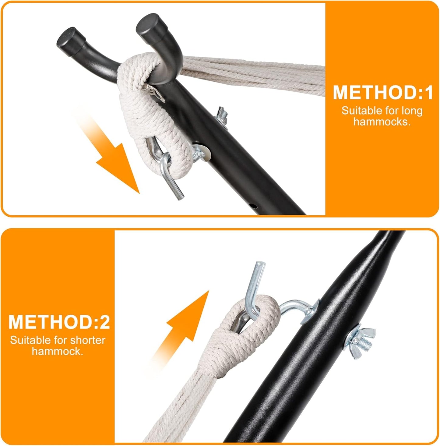 SUPER DEAL Portable 9FT Hammock Stand, Heavy Duty 2 Person 620 LBS Capacity Steel Hammock Frame with Portable Carrying Case, Adjustable 6 Optional Hook Positions, Weather Resistant Black