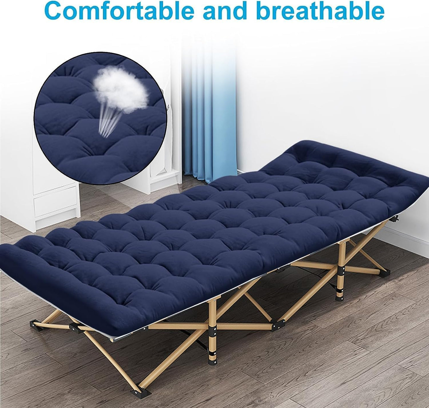 Camping Cot with Mattress, 450LBS(Max Load), Portable Folding Outdoor Bed with Carry Bag for Adults Kids, Heavy Duty Cot for Traveling Gear Supplier, Office Nap, Beach Vocation and Home Lounging