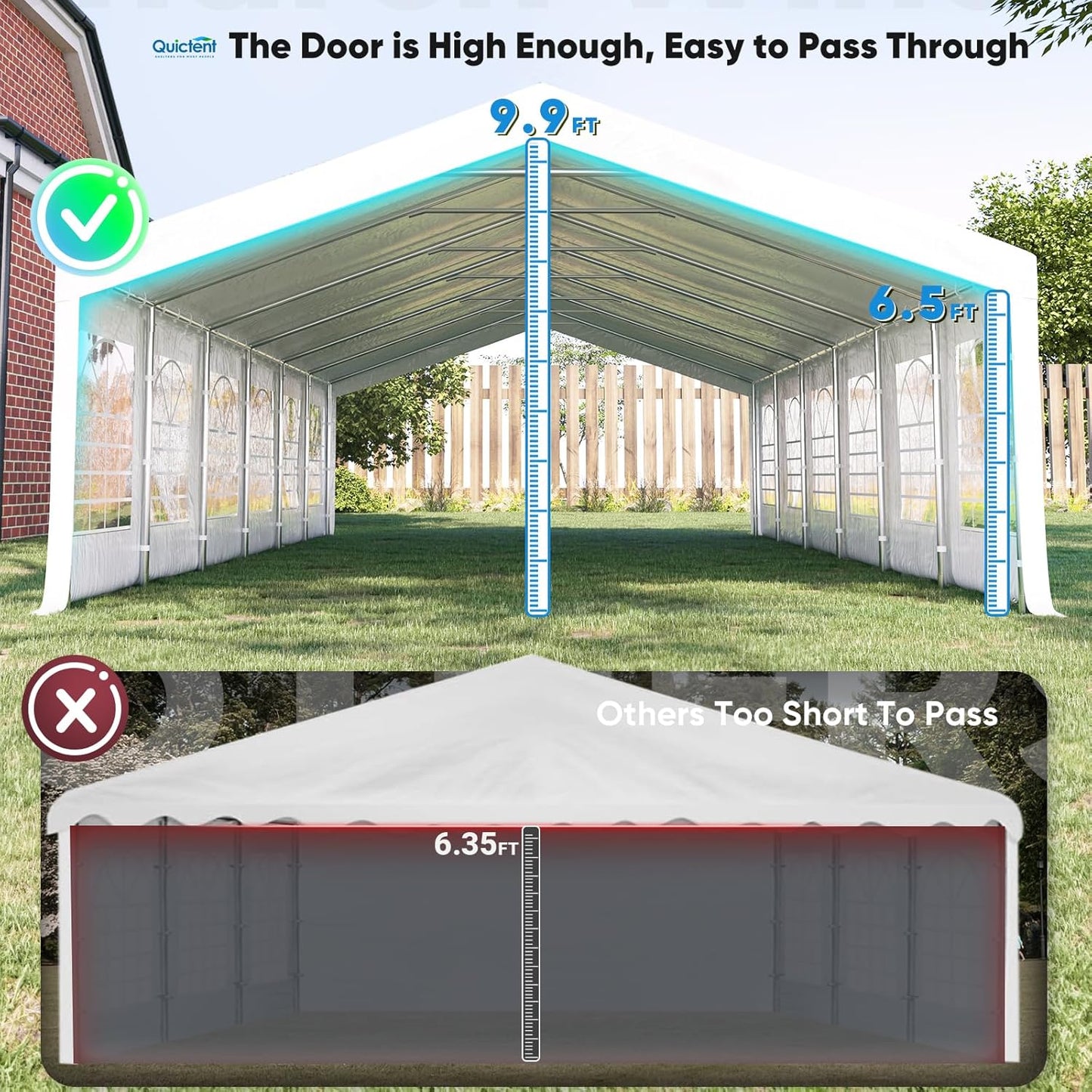 Quictent 20x40 Party Tent Heavy Duty Outdoor Canopy Tent Carport Wedding Event Shelter BBQ Wedding Tents for Parties with Storage Bags(Church)