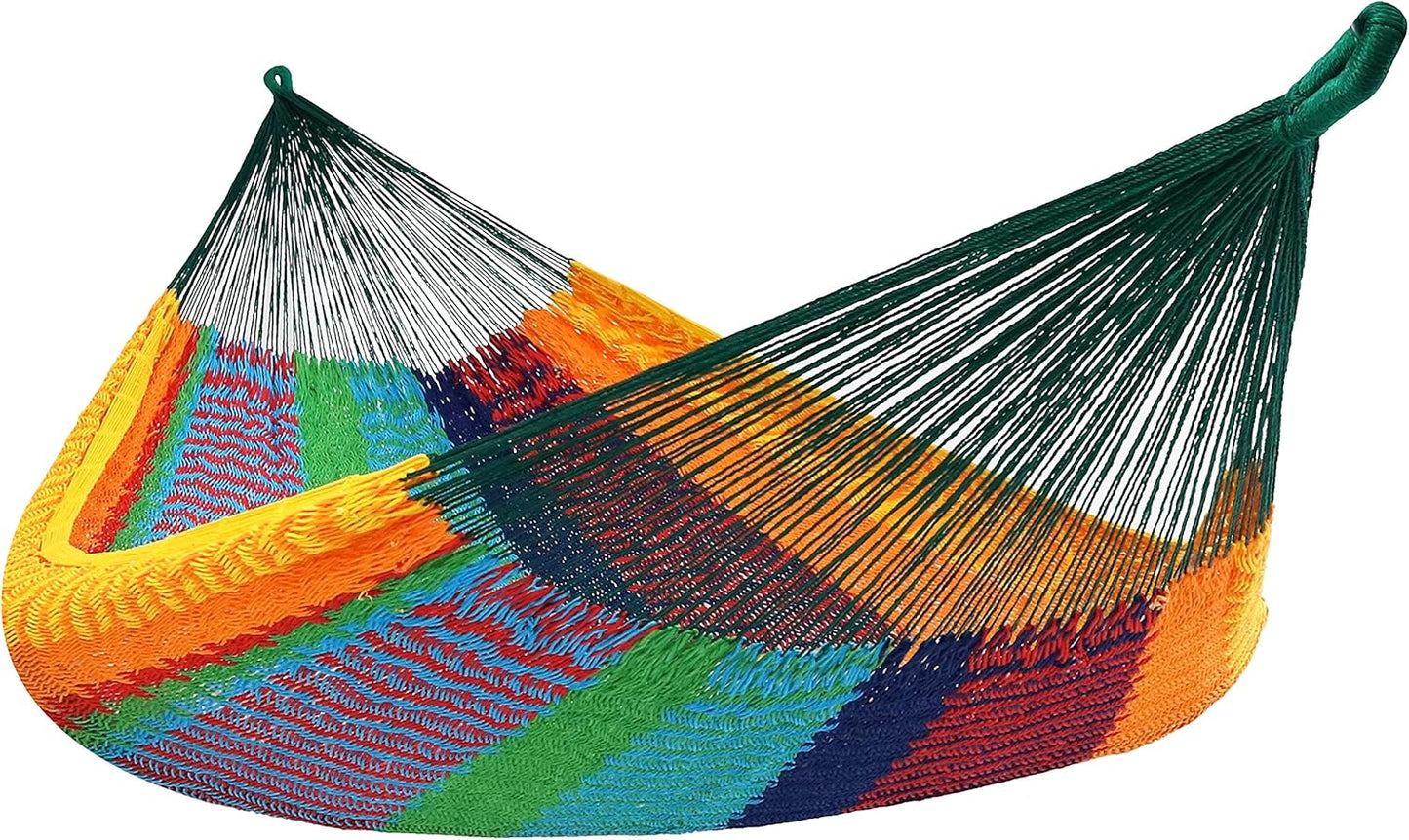 Sunnydaze Handwoven XXL Thick Cord Mayan Double Hammock for Outside - 625-Pound Capacity Heavy-Duty Outdoor Hammock - Black/Natural