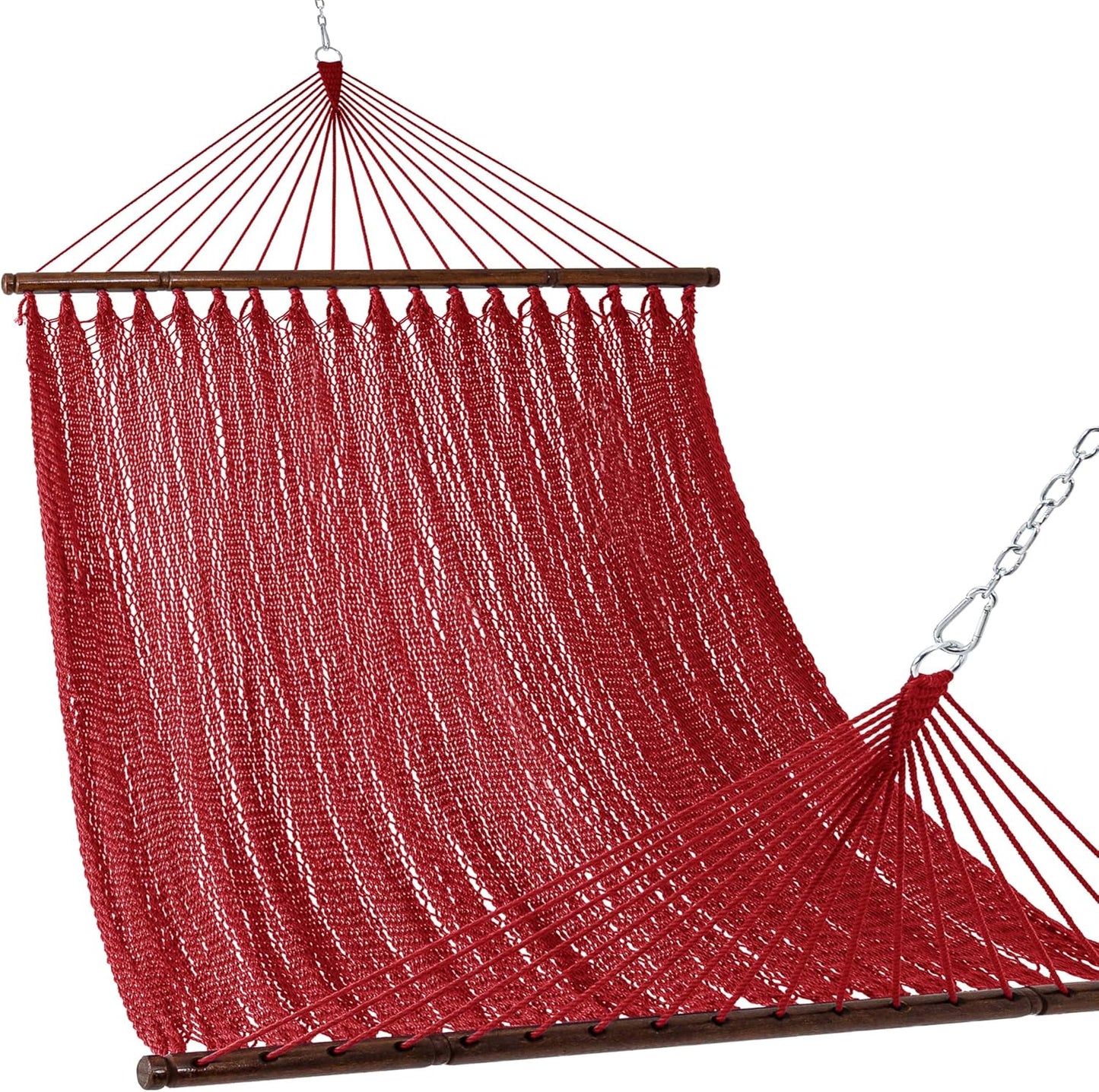 Lazy Daze Hammocks 10.5 FT Double 2 Person Caribbean Rope Hammock, Hand Woven Polyester Hammock with Spreader Bars, for Outside Outdoor Backyard Patio Poolside,450 LBS Capacity, Gray