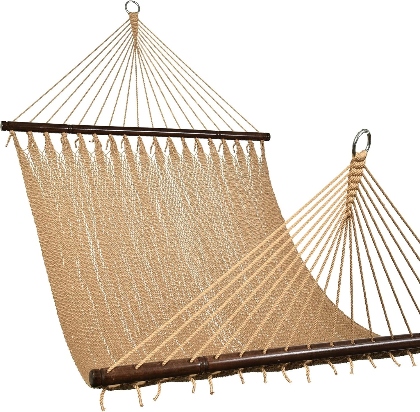 Lazy Daze Hammocks 10.5 FT Double 2 Person Caribbean Rope Hammock, Hand Woven Polyester Hammock with Spreader Bars, for Outside Outdoor Backyard Patio Poolside,450 LBS Capacity, Gray