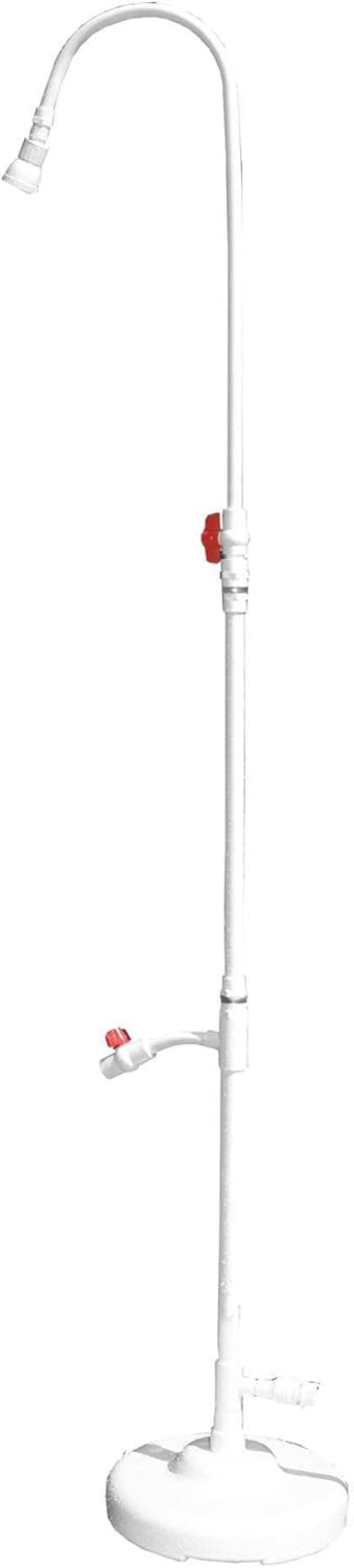 SWIMLINE HYDROTOOLS Tube Style 7 Foot Poolside Shower, Adjustable Head & Foot Tap Spigot With Valve Controls, Standard Garden Hose, Environmentally Friendly, Outdoor Backyard Poolside Beach Spa