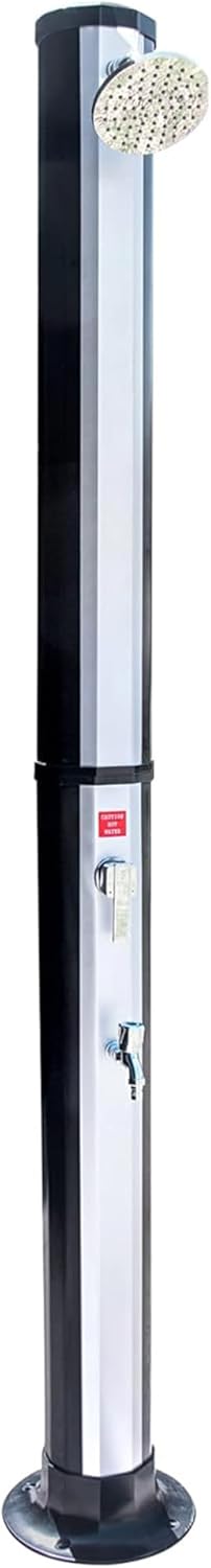 SWIMLINE HYDROTOOLS Tube Style 7 Foot Poolside Shower, Adjustable Head & Foot Tap Spigot With Valve Controls, Standard Garden Hose, Environmentally Friendly, Outdoor Backyard Poolside Beach Spa