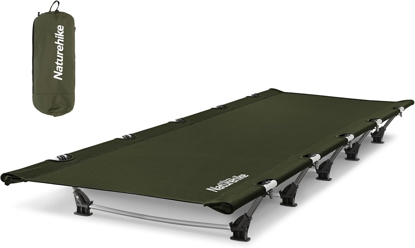 Naturehike Ultralight Camping Cot, Easy to Assemble Folding Tent Cot, Compact & Protable Camping Bed for Camping, Mountaineering, & Hiking, Supports 330lbs with Carry Bag, Kahki