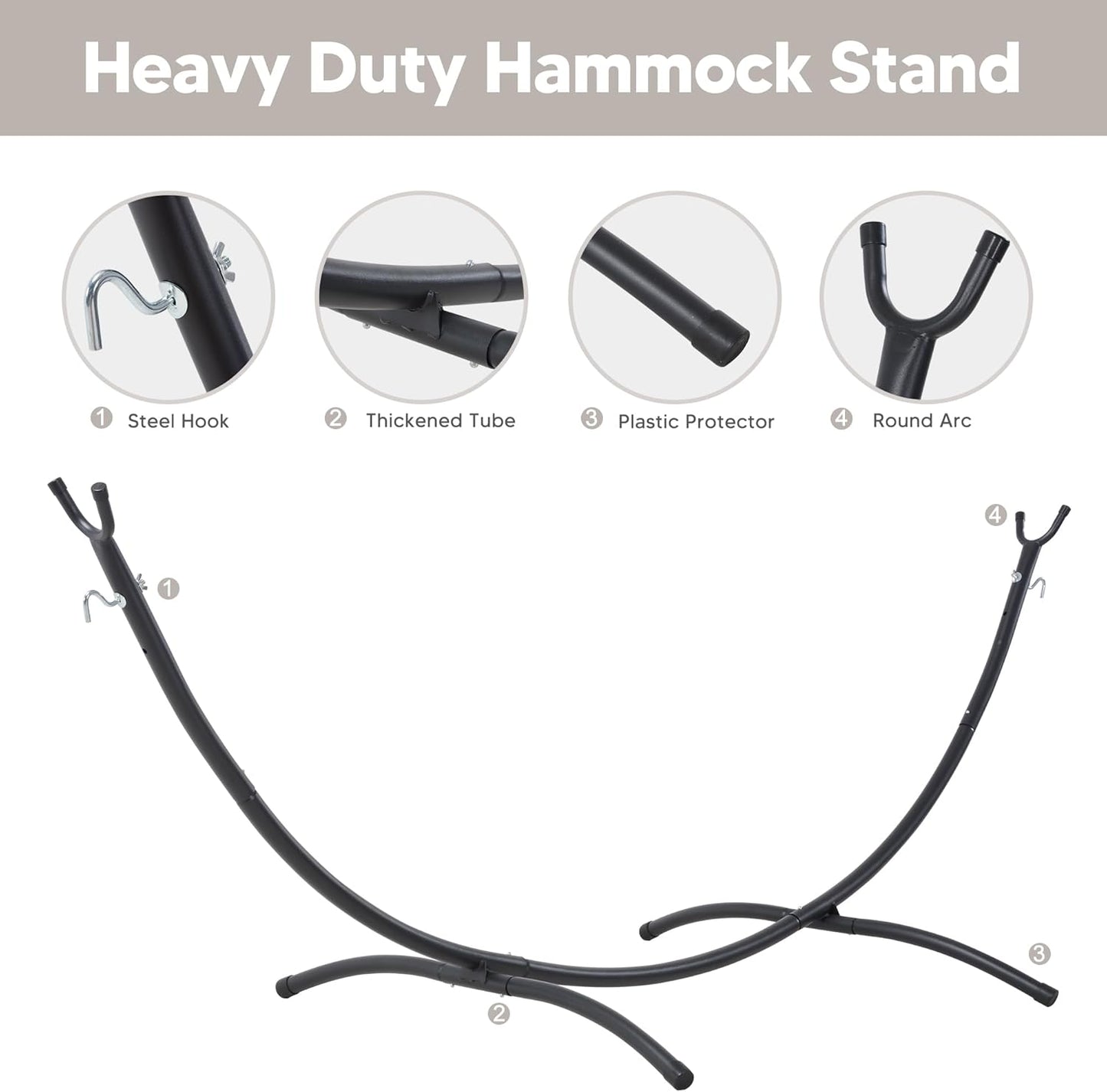 SUNCREAT Portable Outdoor Hammock with Stand Included, Double Hammock with Stand for Outside, Beige