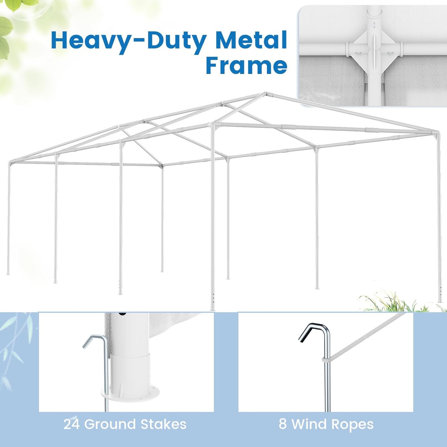 Tangkula Heavy Duty Party Tent - 10x30 Ft White Event Tent with 6 Sidewalls & 2 Zippered Doors, Ideal for Outdoor Weddings, Parties & Backyard Events