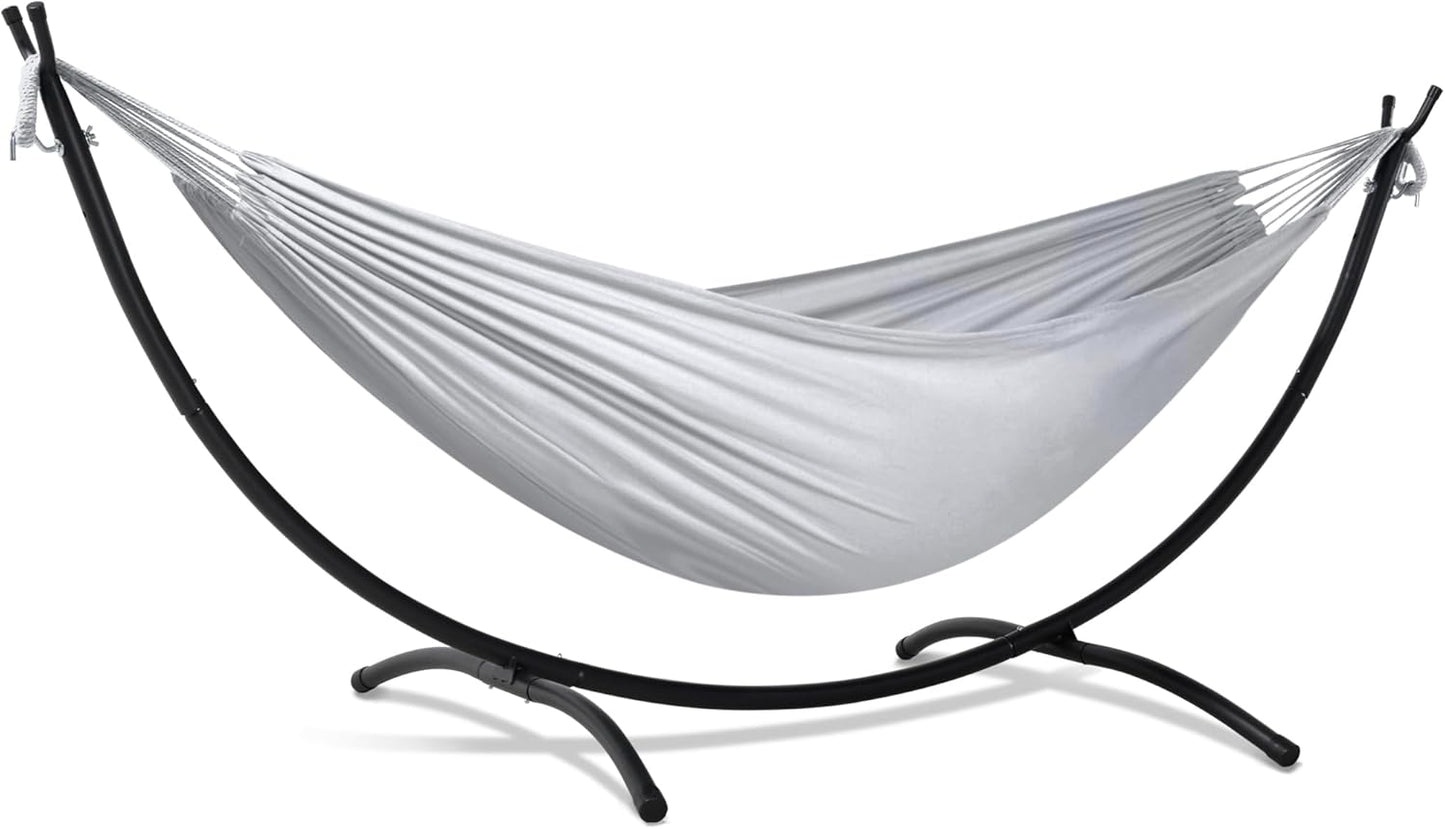 SUNCREAT Portable Outdoor Hammock with Stand Included, Double Hammock with Stand for Outside, Beige