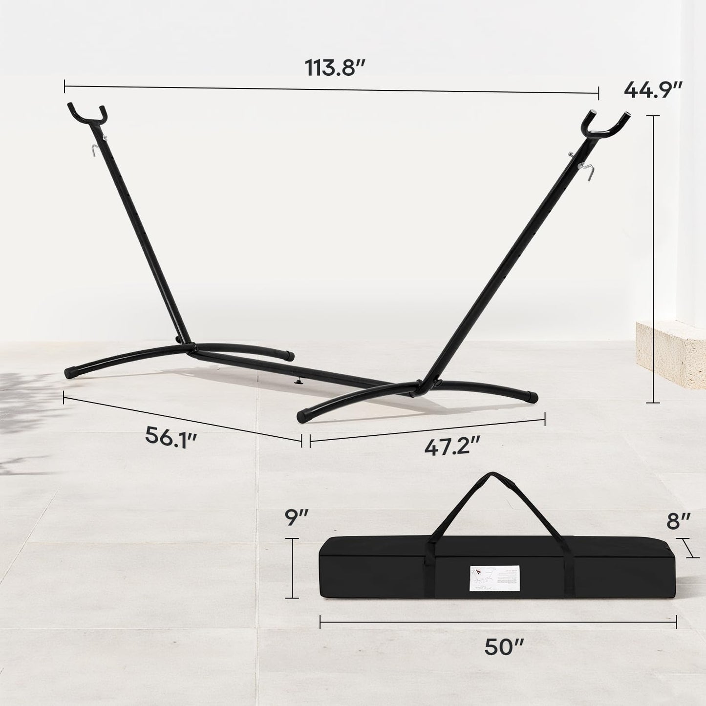 Hammock Stand Portable Heavy Duty Hammock Stand Portable Steel Stand Only for Outdoor Patio or Indoor with Carrying Case (No Hammock)