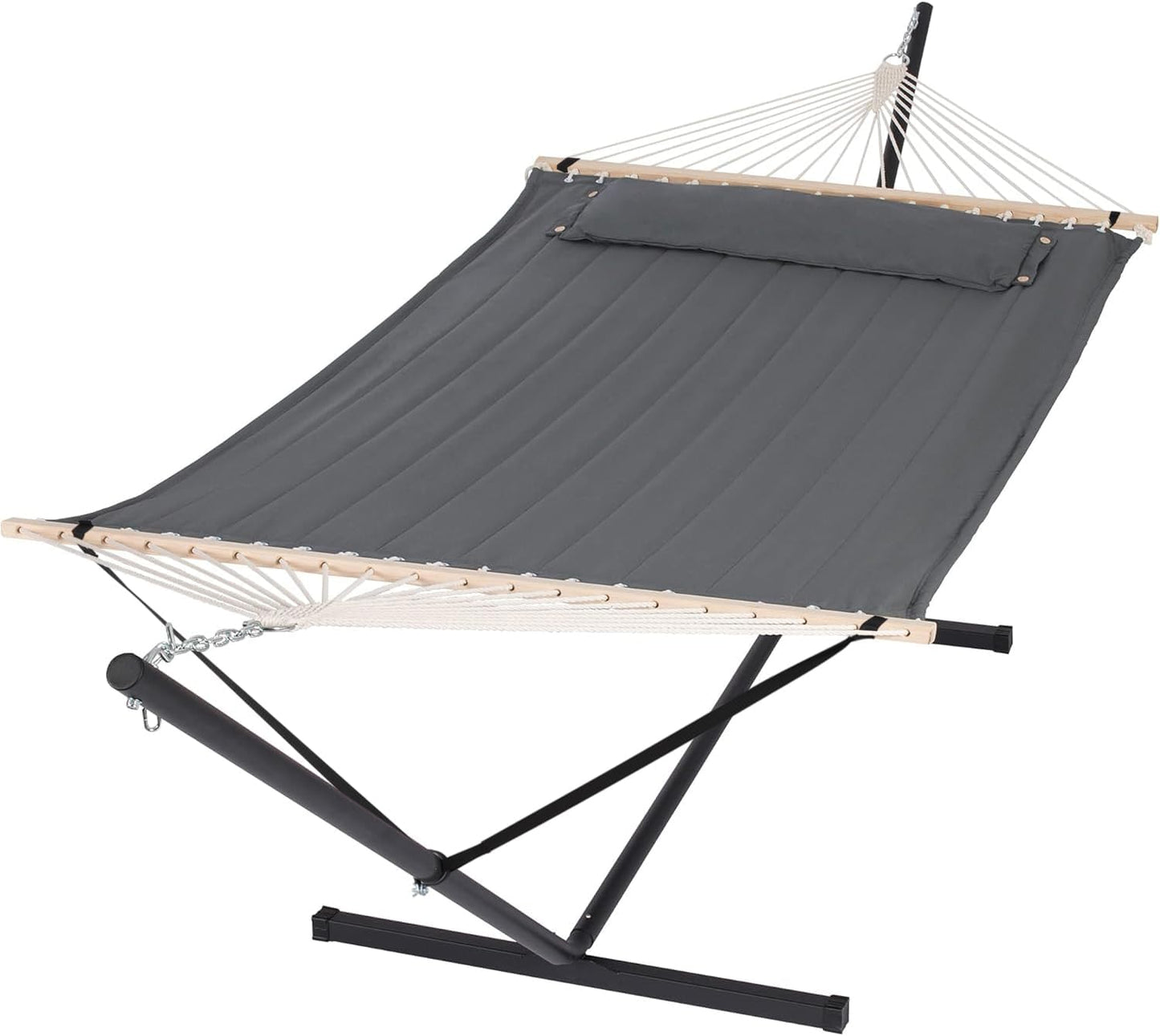 SUNCREAT 2 Person Hammock with Stand, Heavy Duty Portable Hammocks, 475 lbs Capacity, Dark Grey