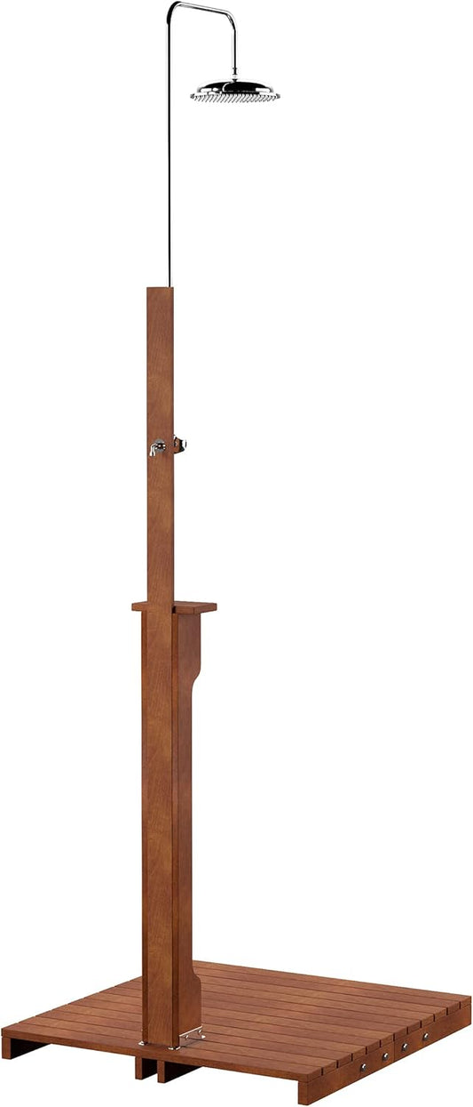 SEI Furniture Rain-Style Outdoor Shower, Oiled Eucalyptus - Natural