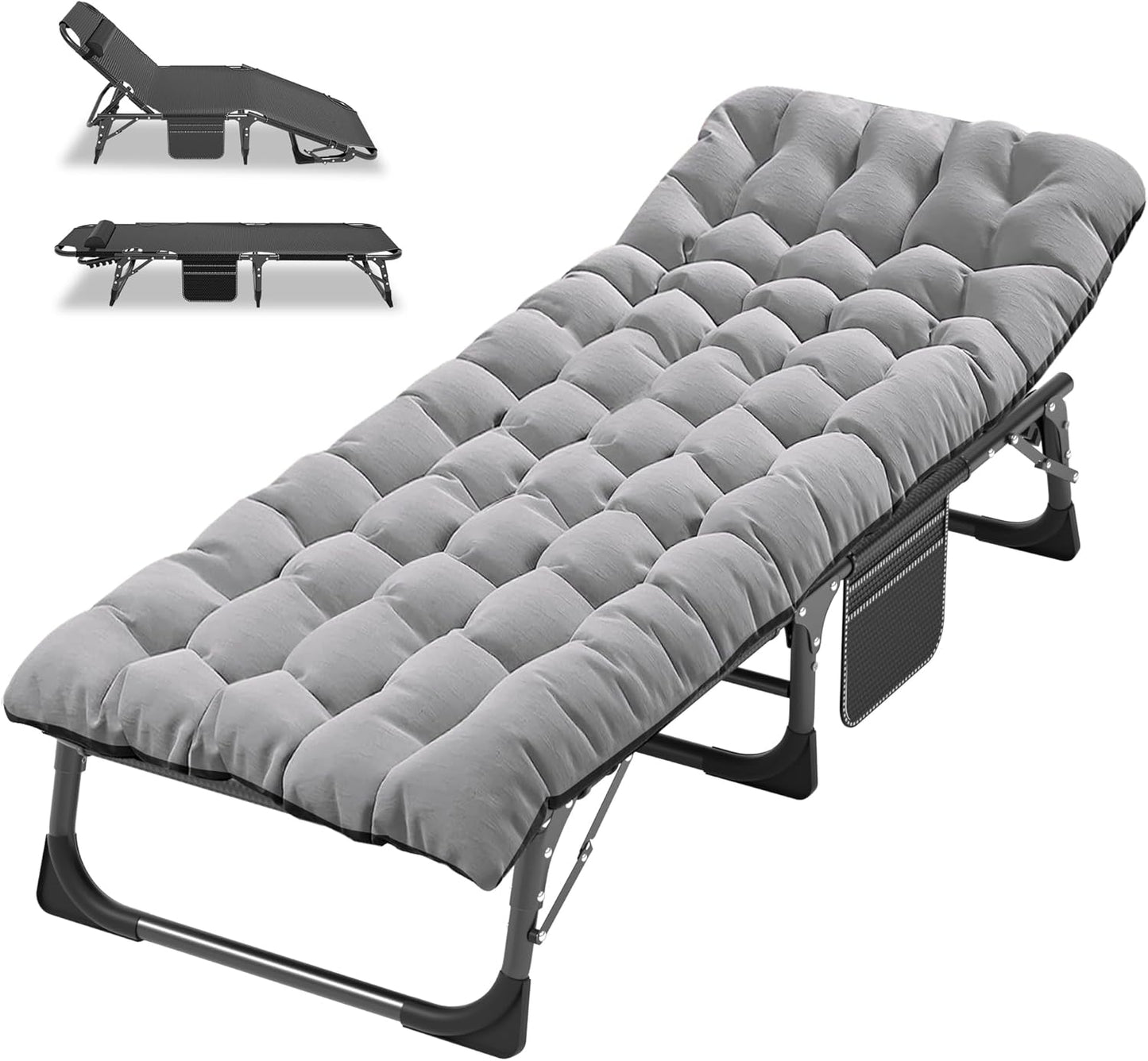 ABORON Folding Camping Cot W/Mat for Adults, Heavy Duty Outdoor Bed with Carry Bag,1200 D Layer Oxford Travel Camp Cots