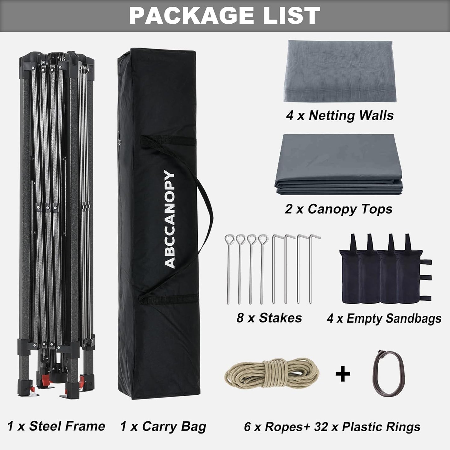 ABCCANOPY 13x13 Pop Up Gazebo, Outdoor Canopy Tent, Instant Screened Shelter with Mosquito Netting for Patio, Garden, Backyard, Party, Camping (Dark Gray)