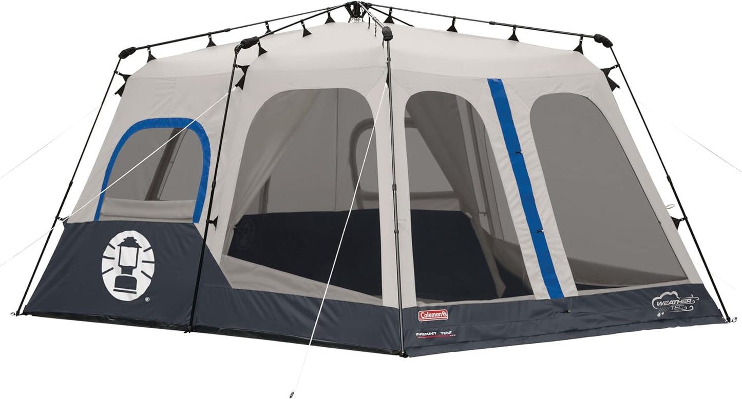 Coleman 4/6/8/10 Person Instant Camping Tent with 1-Minute Setup, Large Family Tent with Pre-Attached Poles, Air Vent, & Carry Bag, Sets Up in About 60 Seconds