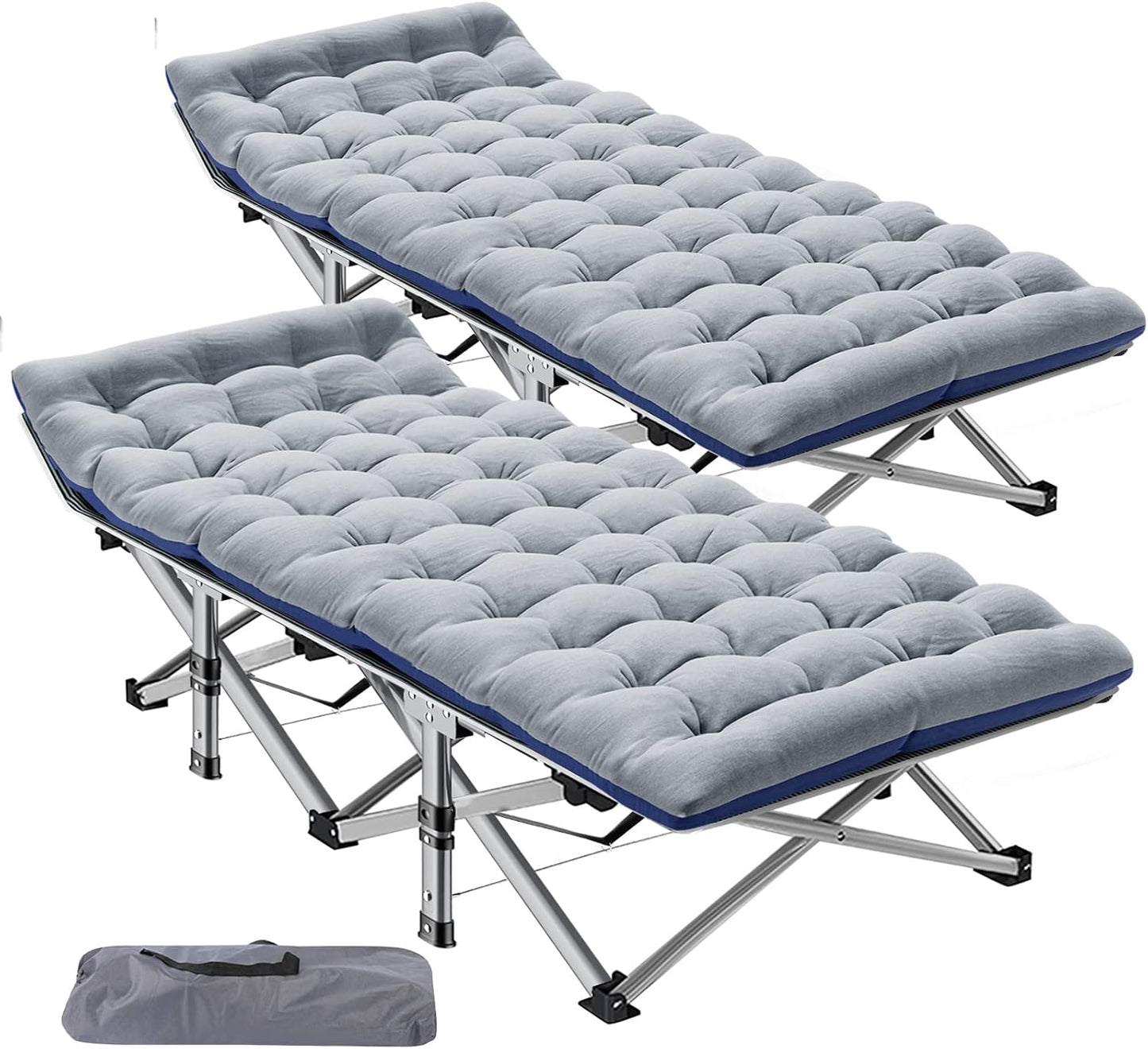 ABORON Folding Camping Cot W/Mat for Adults, Heavy Duty Outdoor Bed with Carry Bag,1200 D Layer Oxford Travel Camp Cots