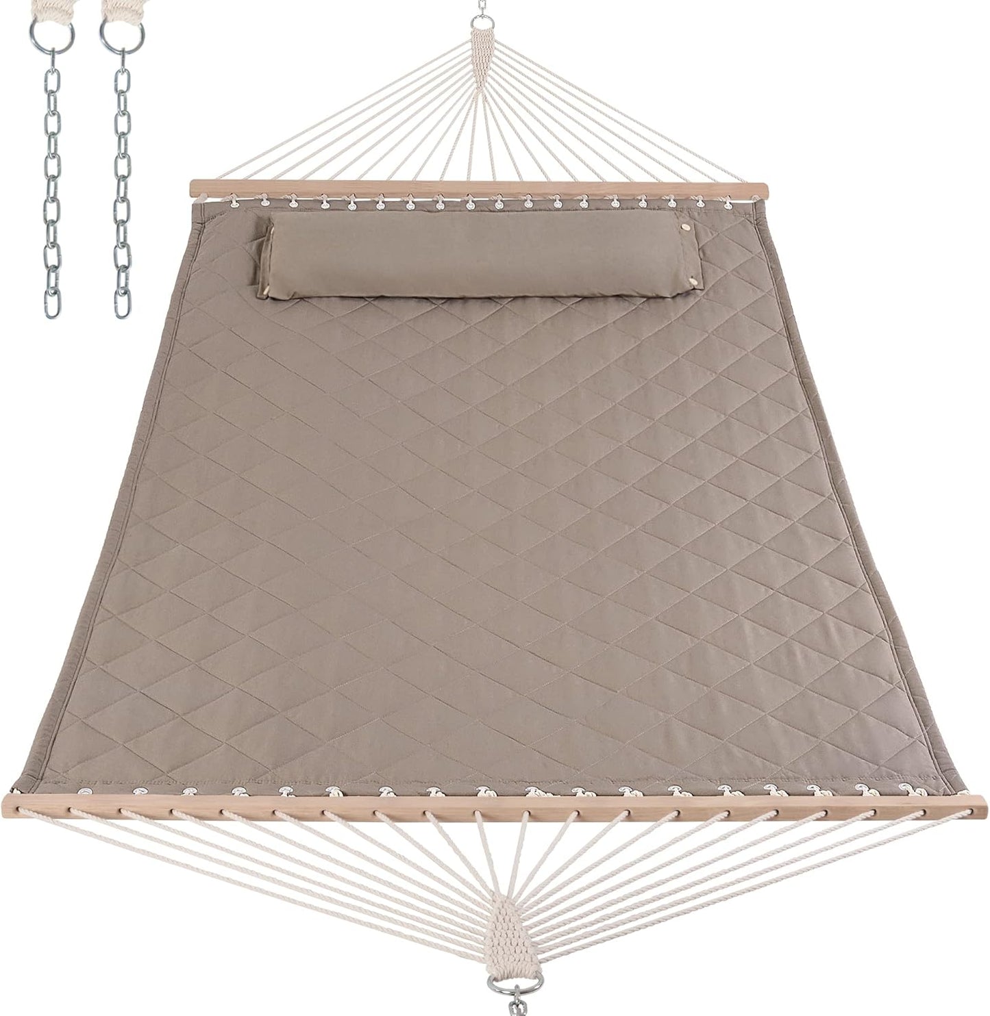 ANOW Double Hammock with 12FT Heavy Duty Steel Stand Included, 2 Person Hammock with Stand for Outdoors, 450 LBS Weight Capacity, Gray