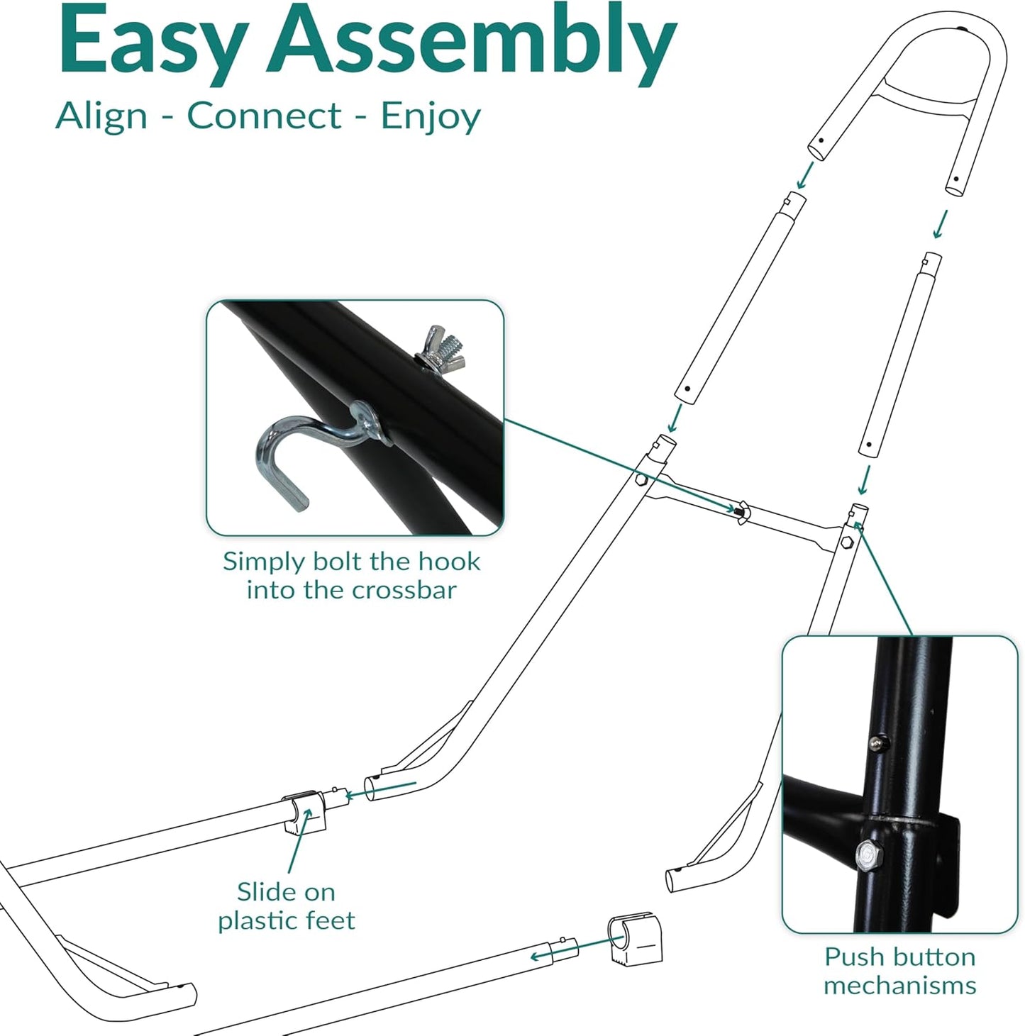 Sunnydaze Universal Double Hammock Stand Only - 550-Pound Capacity - Heavy-Duty Hammock Stand for Outside - Fits 9 to 14 Foot Hammocks - Black