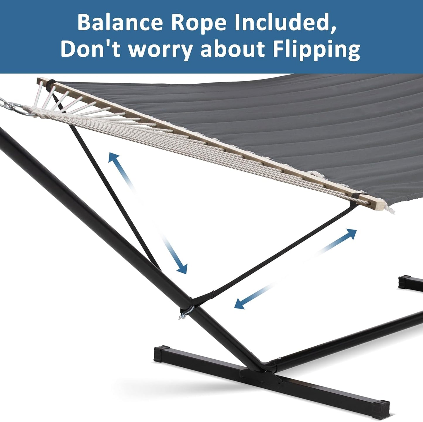 SUNCREAT 2 Person Hammock with Stand, Heavy Duty Portable Hammocks, 475 lbs Capacity, Dark Grey