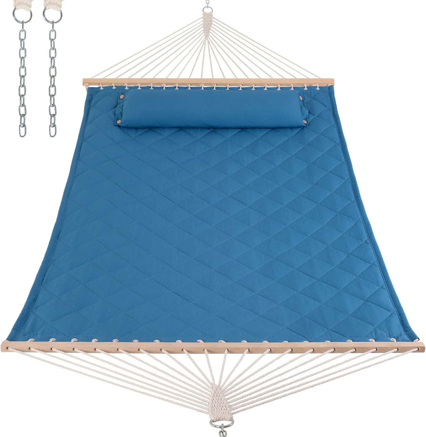 ANOW Double Hammock with 12FT Heavy Duty Steel Stand Included, 2 Person Hammock with Stand for Outdoors, 450 LBS Weight Capacity, Gray