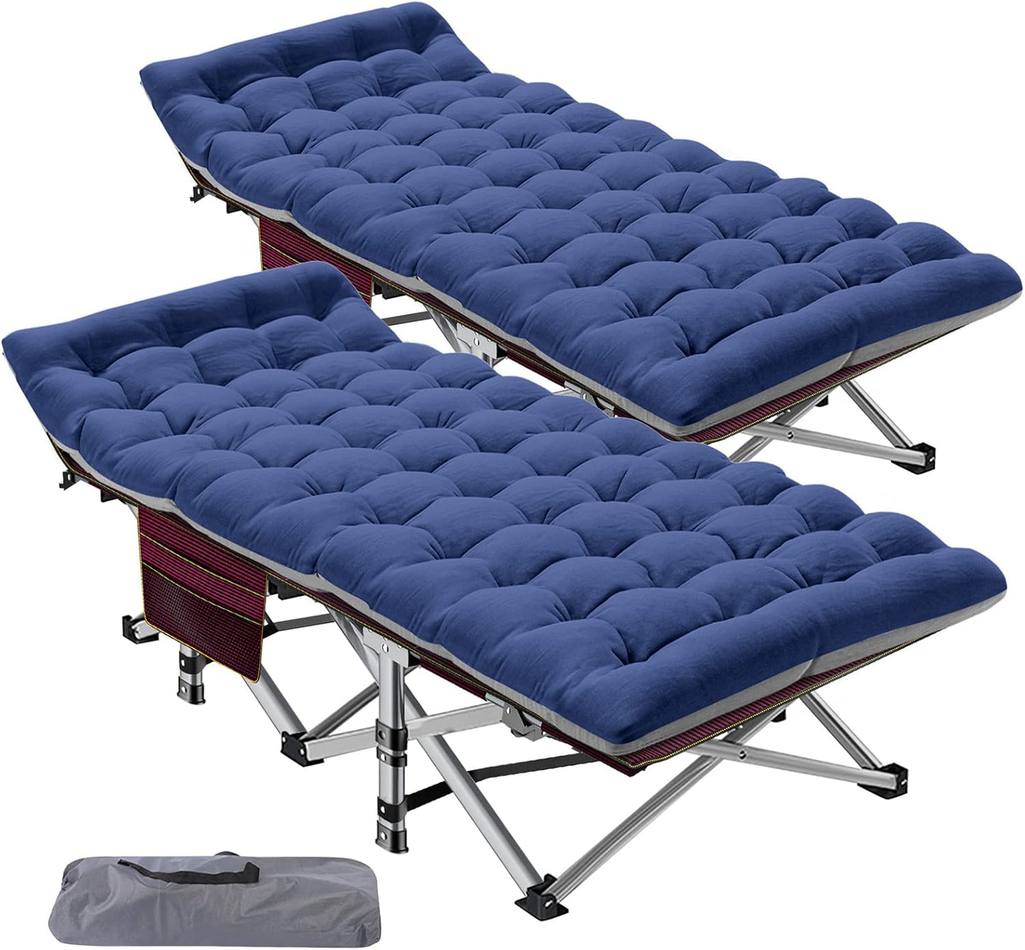 ABORON Folding Camping Cot W/Mat for Adults, Heavy Duty Outdoor Bed with Carry Bag,1200 D Layer Oxford Travel Camp Cots