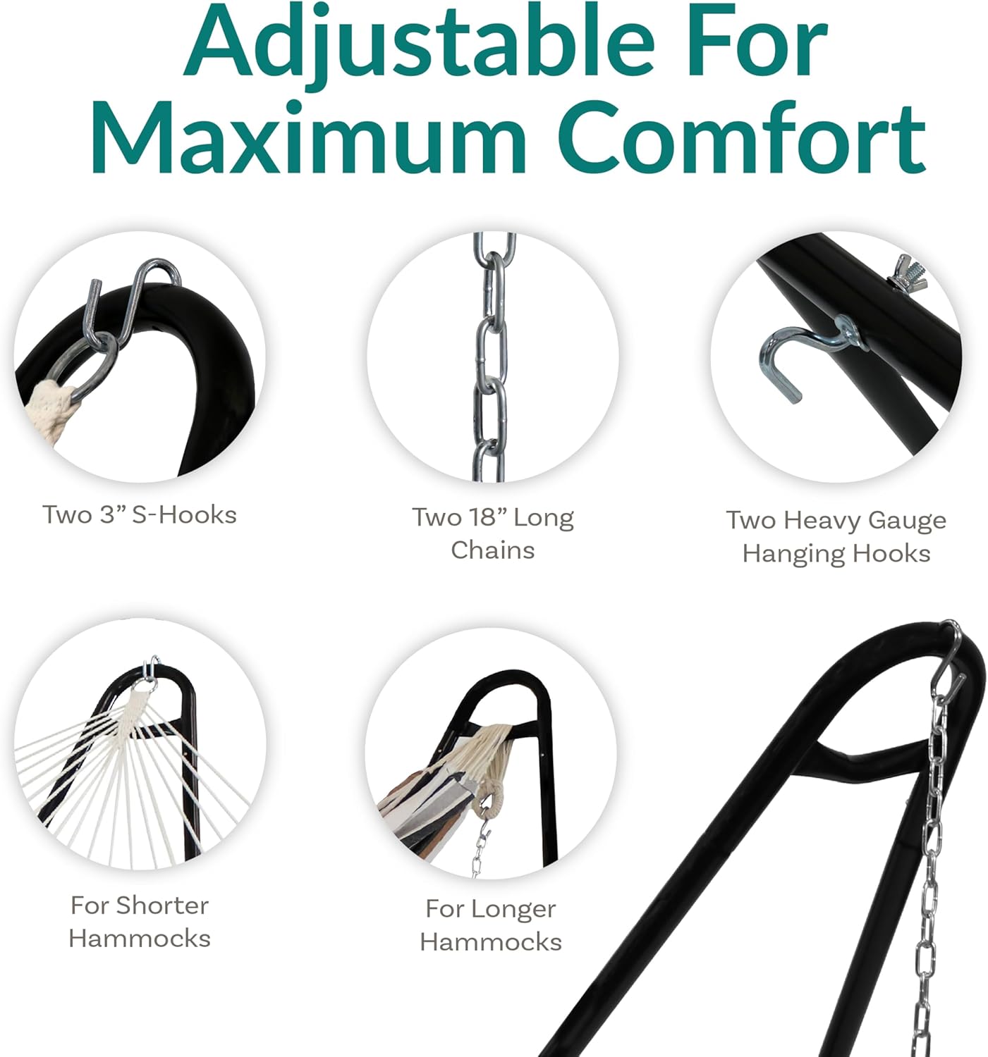 Sunnydaze Universal Double Hammock Stand Only - 550-Pound Capacity - Heavy-Duty Hammock Stand for Outside - Fits 9 to 14 Foot Hammocks - Black