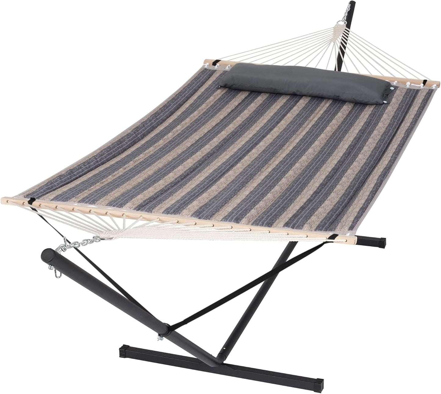 SUNCREAT 2 Person Hammock with Stand, Heavy Duty Portable Hammocks, 475 lbs Capacity, Dark Grey