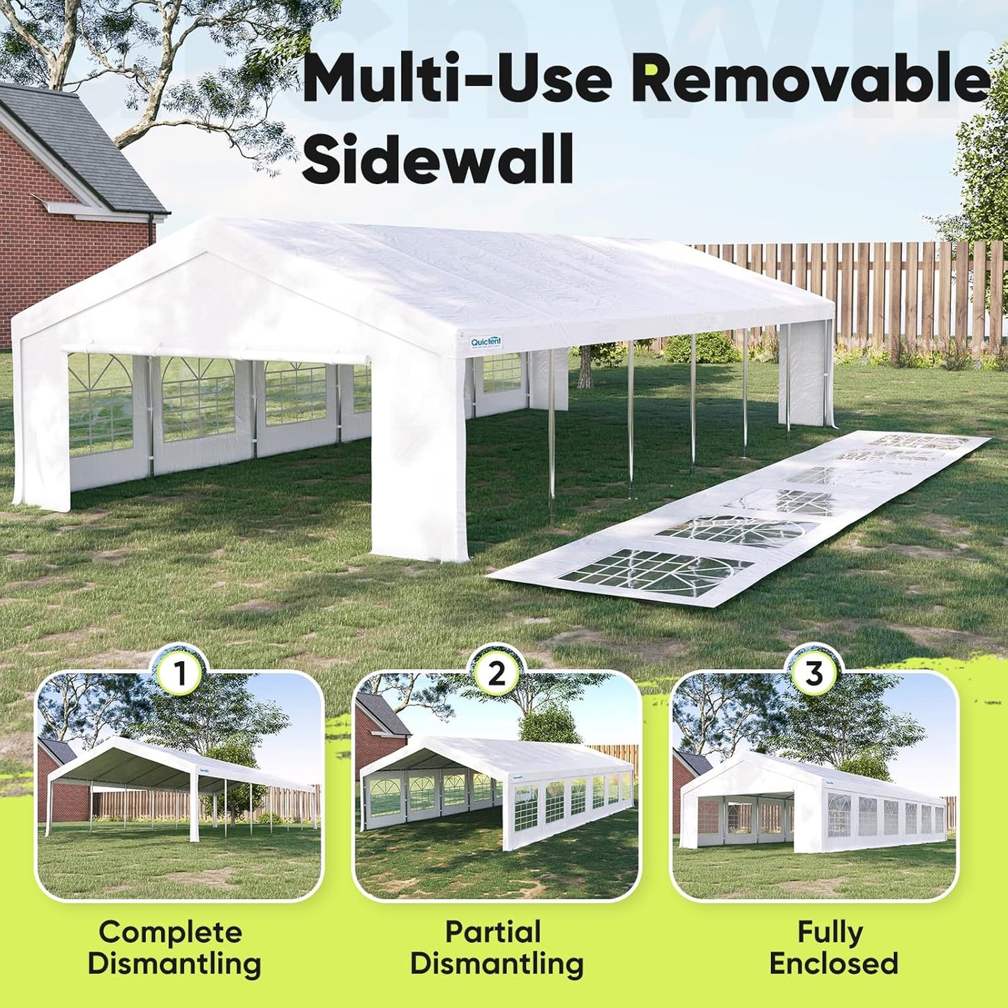 Quictent 20x40 Party Tent Heavy Duty Outdoor Canopy Tent Carport Wedding Event Shelter BBQ Wedding Tents for Parties with Storage Bags(Church)