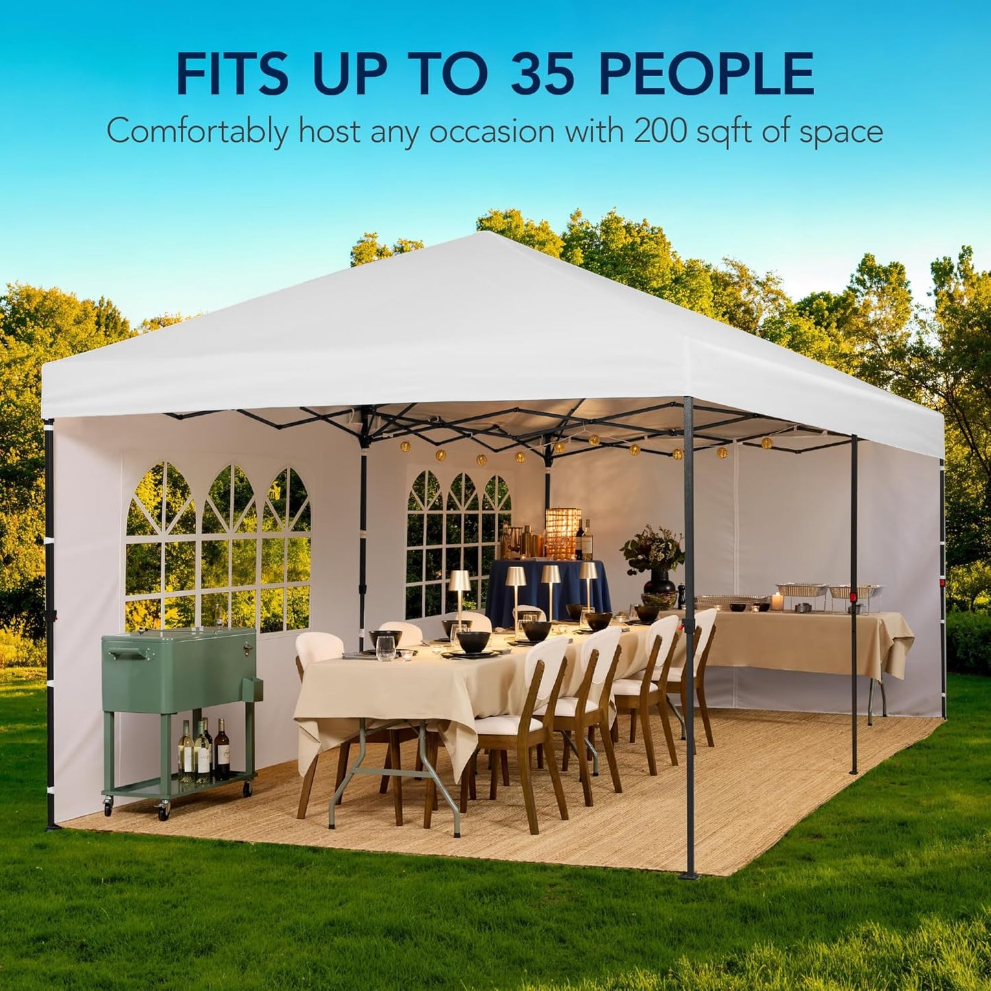 Best Choice Products 10x20 Party Tent, Heavy Duty Waterproof Large Outdoor Event Easy Pop Up Canopy Shelter w/Sidewalls, 1-Button Setup, Wheeled Case, Weight Bags - White