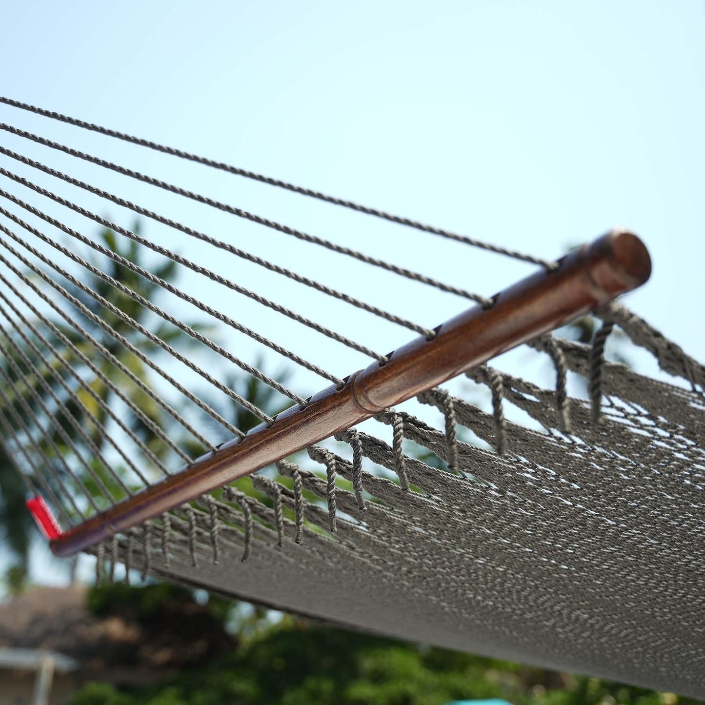 Lazy Daze Hammocks 10.5 FT Double 2 Person Caribbean Rope Hammock, Hand Woven Polyester Hammock with Spreader Bars, for Outside Outdoor Backyard Patio Poolside,450 LBS Capacity, Gray