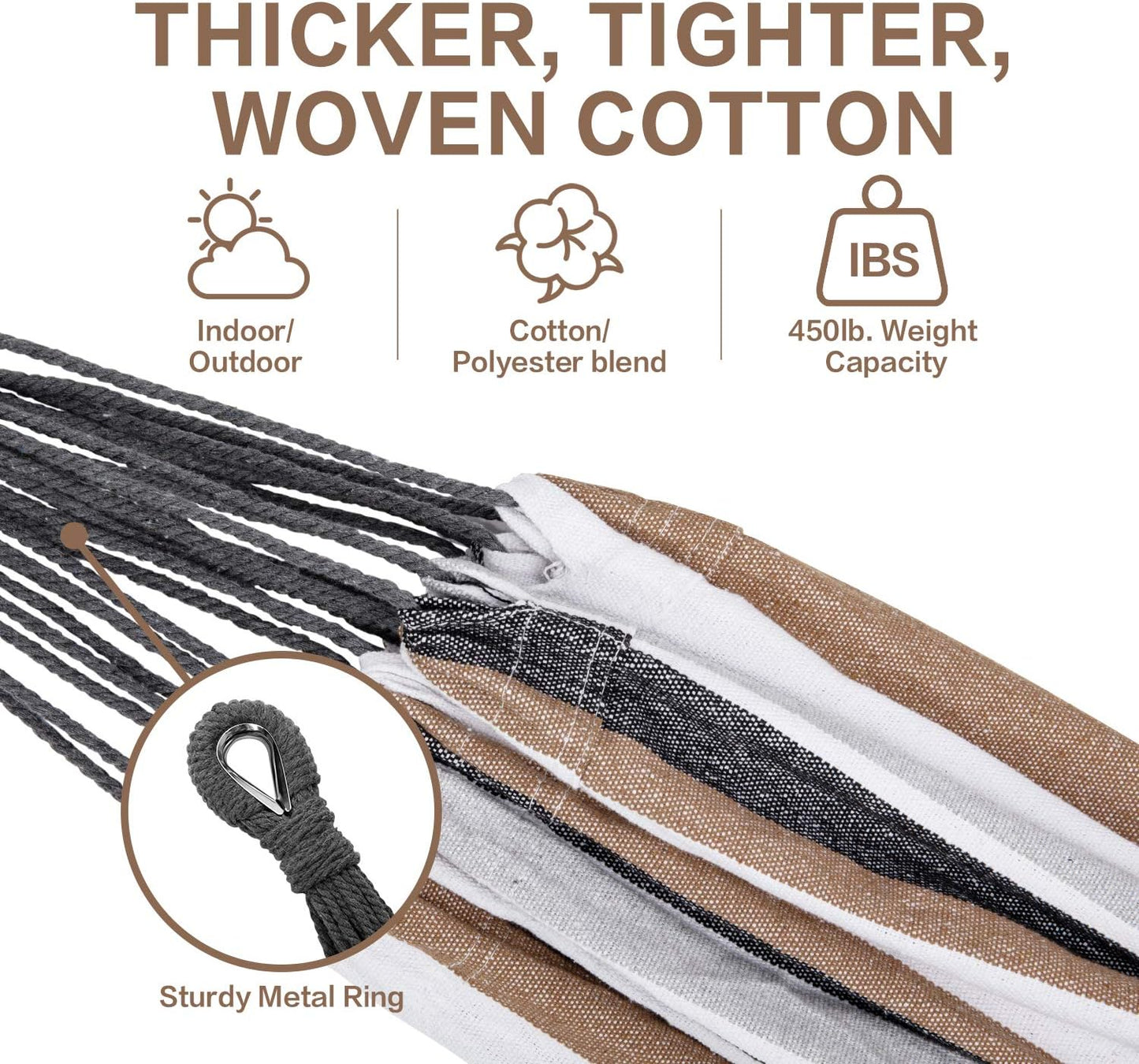 PNAEUT Double Hammocks with Stand for Outside, Portable Space Saving Heavy-Duty Steel Stand for Indoor Outdoor Patio with Carrying Bag, 450 lbs Capacity (Coffee)