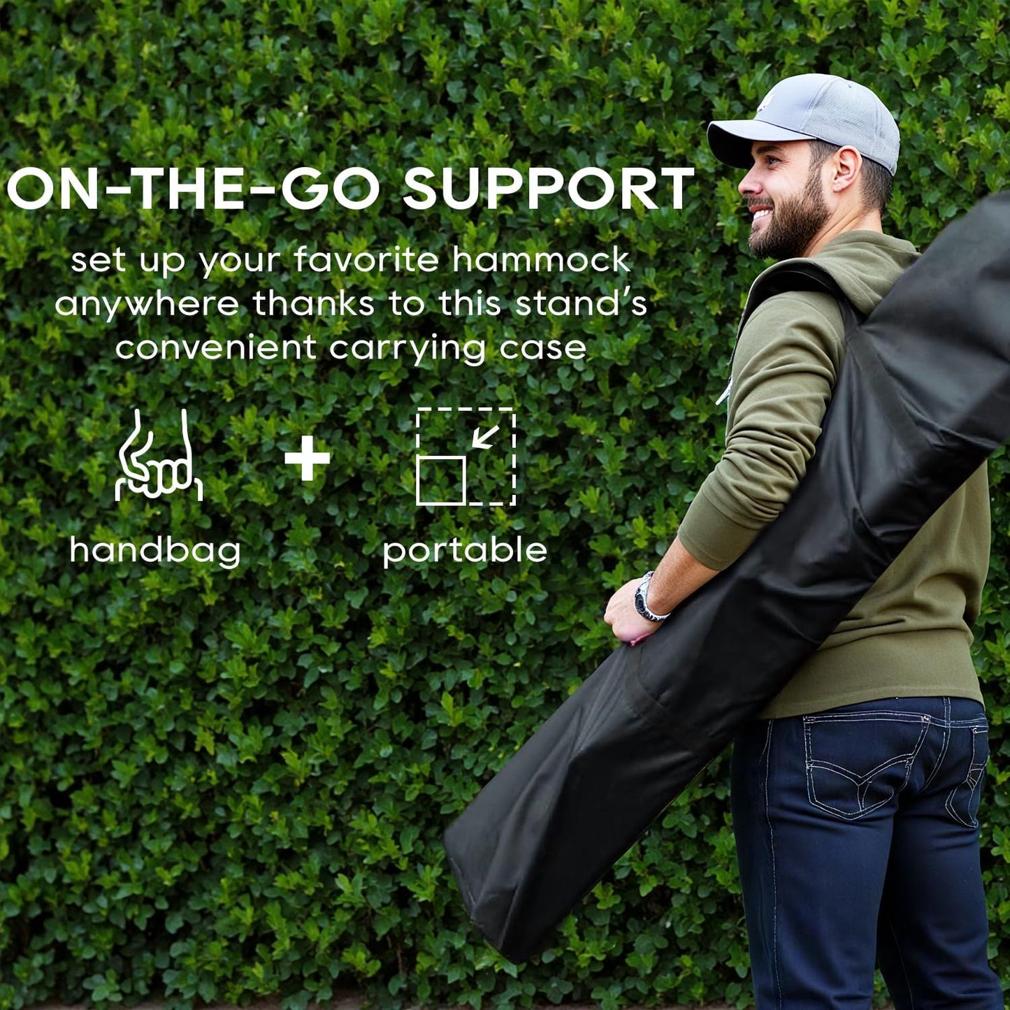 Hammock Stand Portable Heavy Duty Hammock Stand Portable Steel Stand Only for Outdoor Patio or Indoor with Carrying Case (No Hammock)