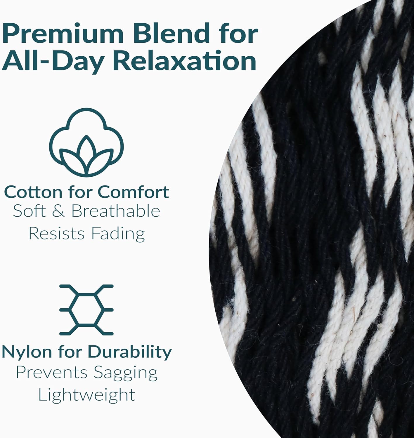 Sunnydaze Handwoven XXL Thick Cord Mayan Double Hammock for Outside - 625-Pound Capacity Heavy-Duty Outdoor Hammock - Black/Natural