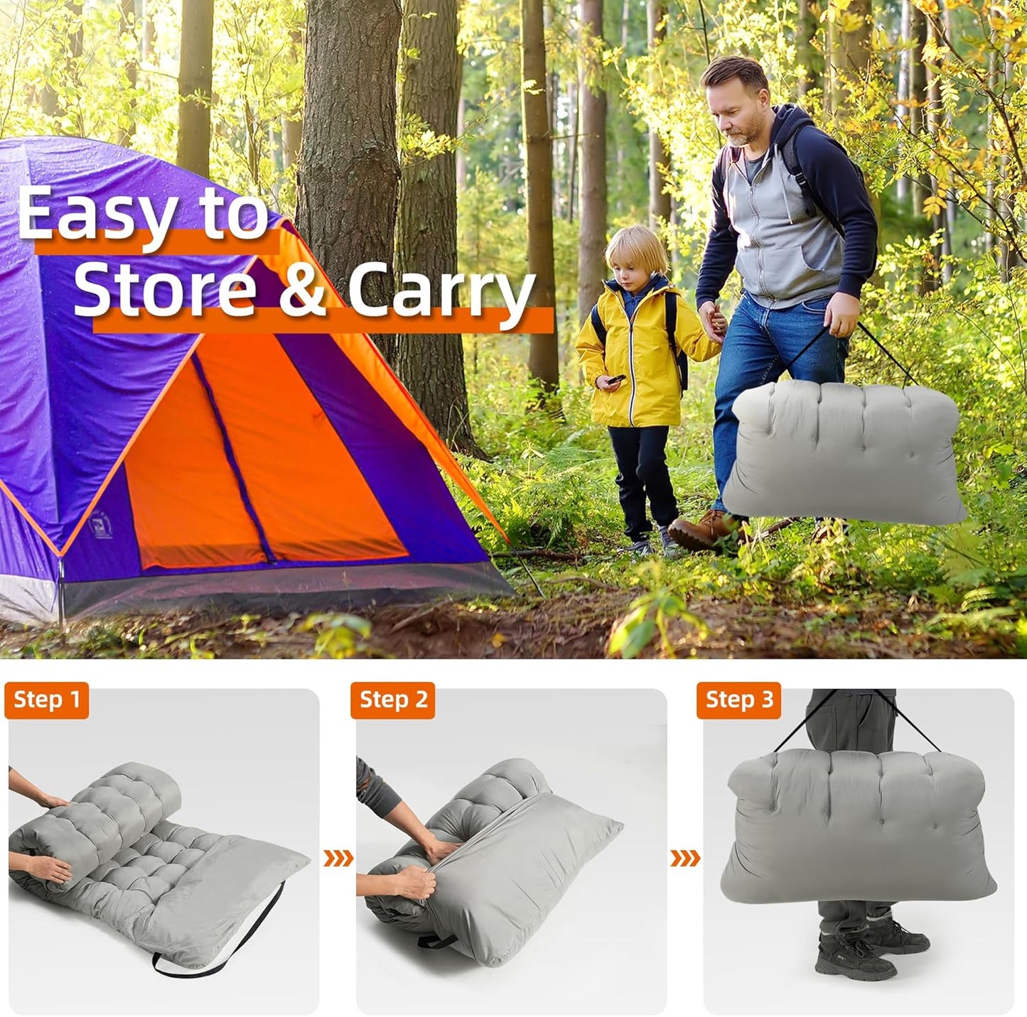 Portable Camping Cot, 600LBS Max Load, Extra Wide with Thick Mattress, Folding Cot for Outdoor Camping/Office, Home Nap (Grey)