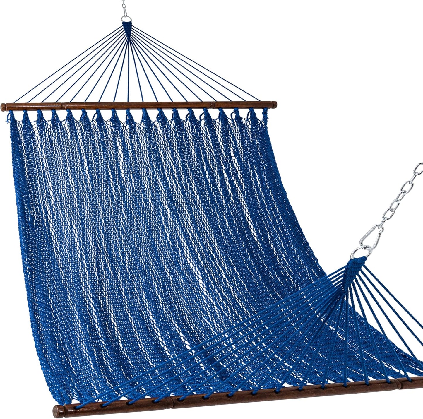 Lazy Daze Hammocks 10.5 FT Double 2 Person Caribbean Rope Hammock, Hand Woven Polyester Hammock with Spreader Bars, for Outside Outdoor Backyard Patio Poolside,450 LBS Capacity, Gray